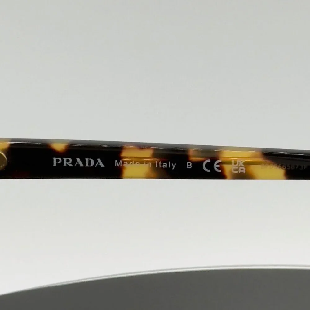 Prada Eyeglasses VPR15Z 389-1O1 Glasses Black on Brown Yellow Havana 53mm READ